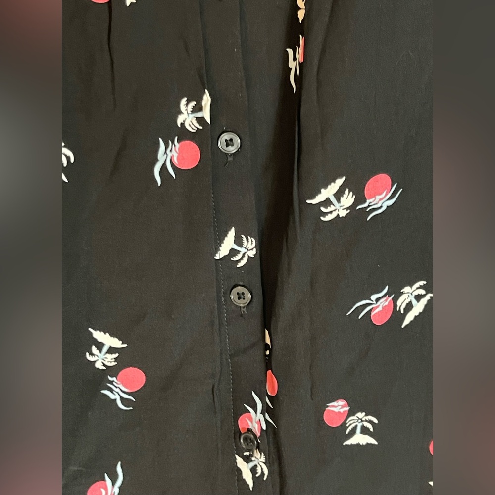NWT: MINI Black Lined Dress with Pink Accent Tropical Pattern Size Large - Picture 3 of 9